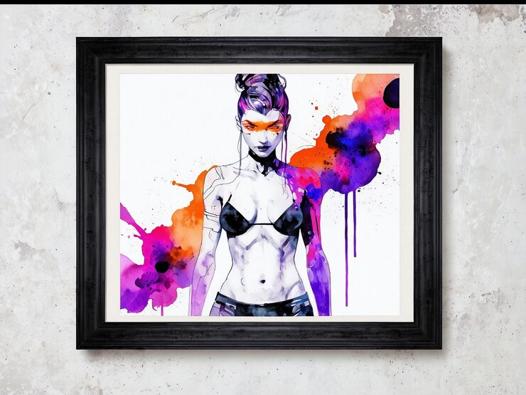 mujer de belleza hip hop en estilo cyberpunk
