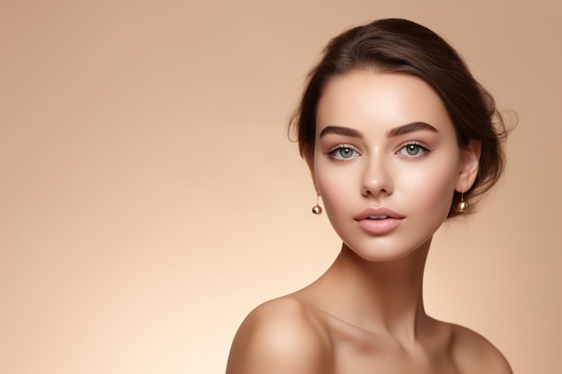 Mujer de belleza serena con complexión natural y limpia AI generativa