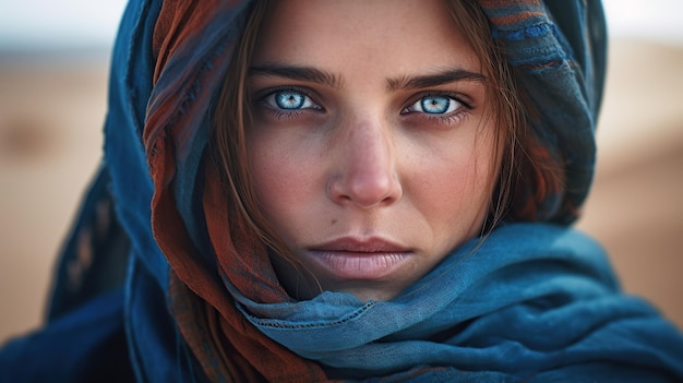 Mujer bereber del desierto del Sáhara con ojos azules