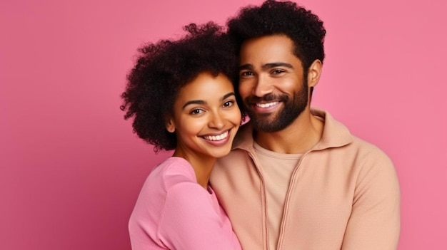 Una mujer besando a un hombre feliz y sonriente.