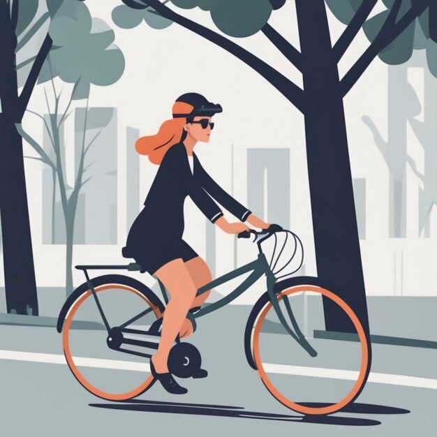 Foto una mujer en bicicleta.