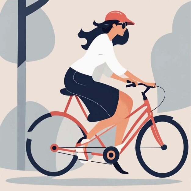 Una mujer en bicicleta.