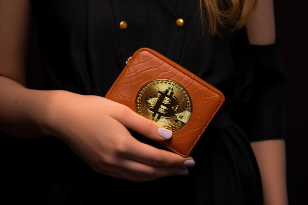 Mujer con una billetera criptográfica de hardware Ledger Nano X en Eslovaquia