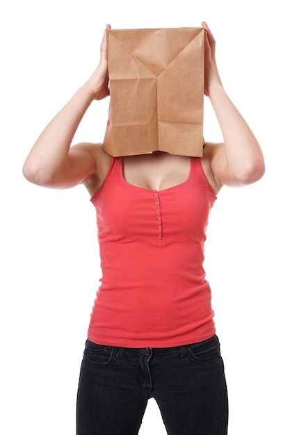 Foto mujer bolsa de papel