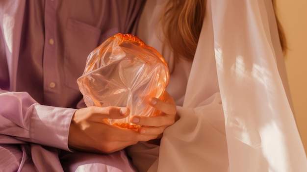 Foto mujer con una bolsa de plástico