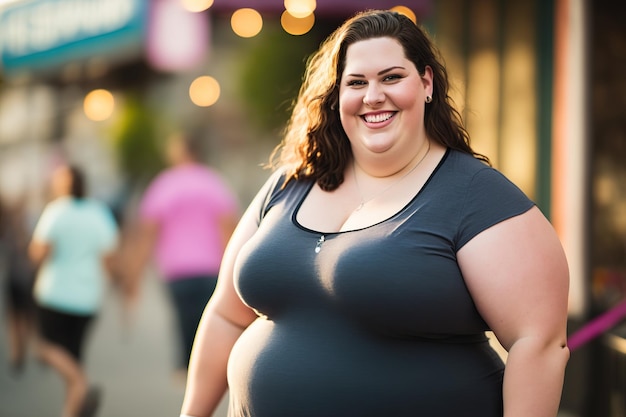 Foto mujer bonita obesa sonriente generada por ai