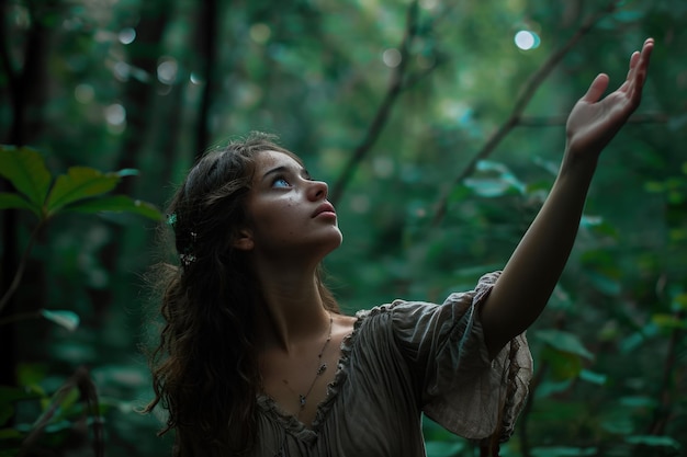 mujer en el bosque