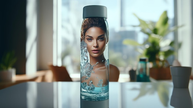 Mujer con una botella de agua