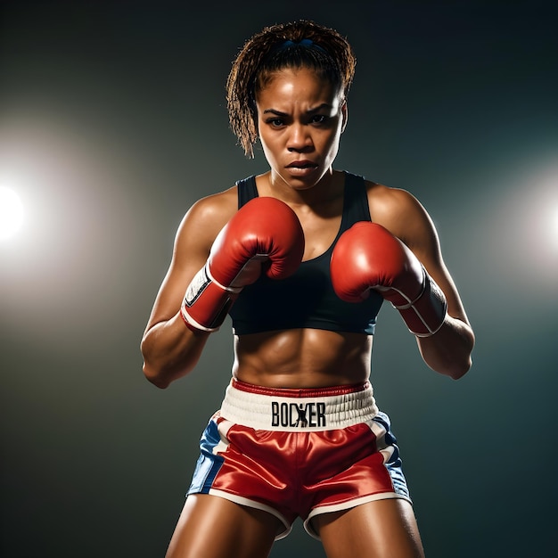 Mujer boxeadora afroamericana