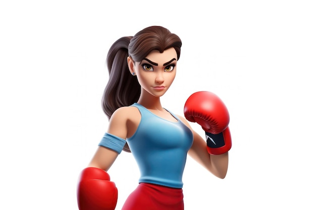 Mujer boxeando y golpeando dibujos animados