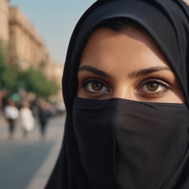 Mujer con burka en una ciudad