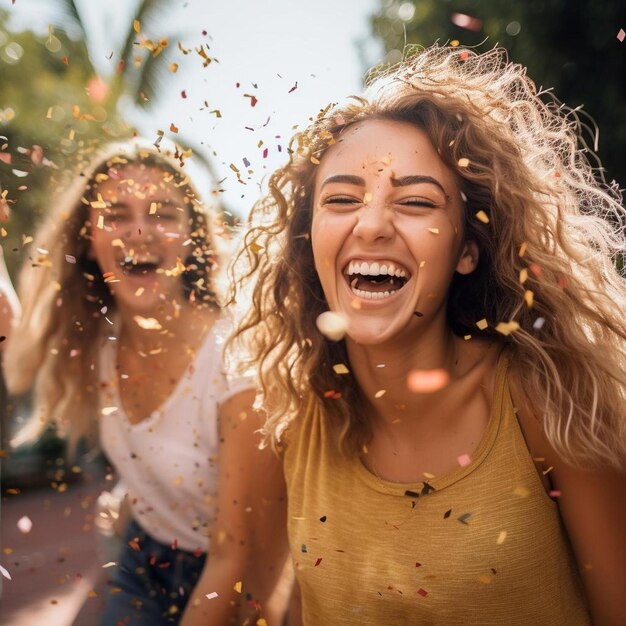 Foto una mujer con el cabello en el aire y la palabra en él