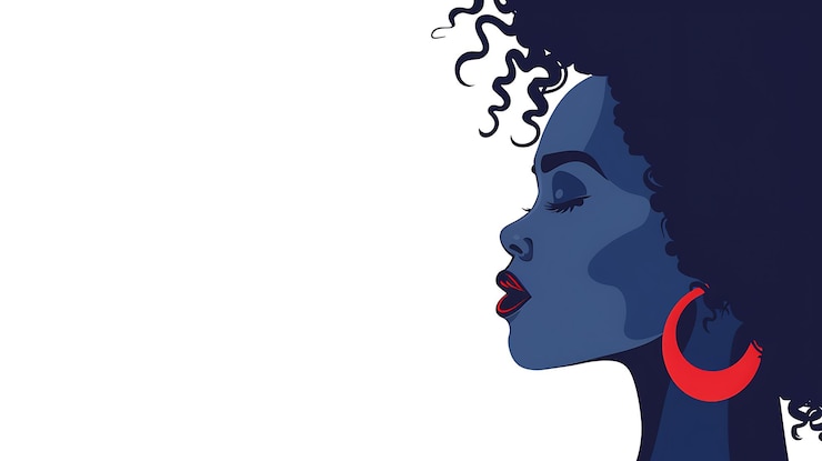 Foto una mujer con cabello azul y un fondo azul