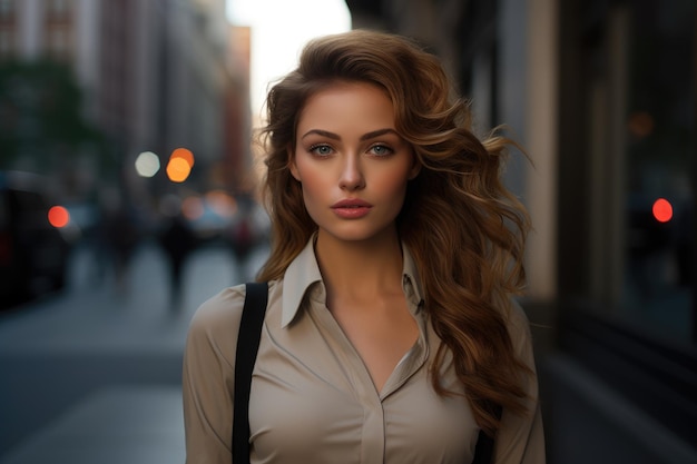 Una mujer con cabello castaño largo