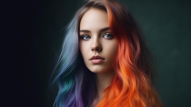 Una mujer con cabello colorido