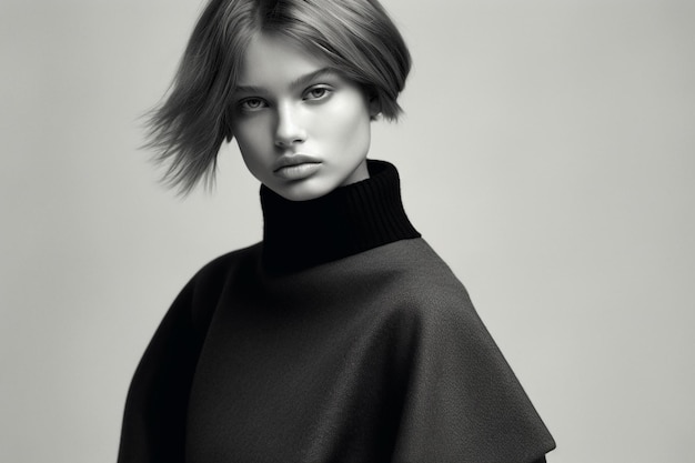 una mujer con cabello corto y un suéter negro