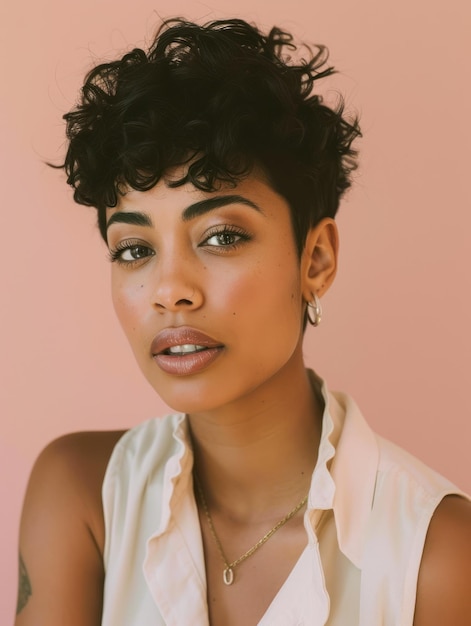 una mujer con el cabello corto