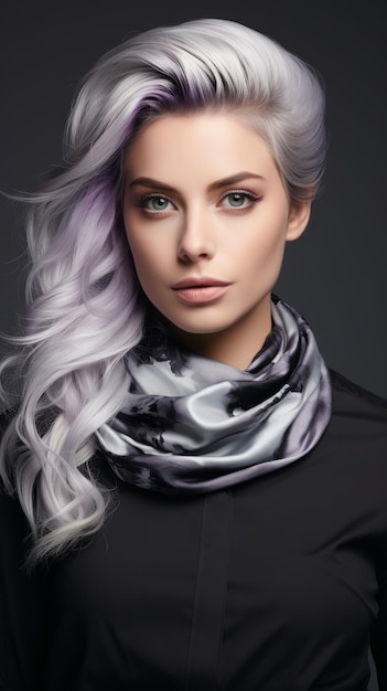 Mujer de cabello gris y pañuelo