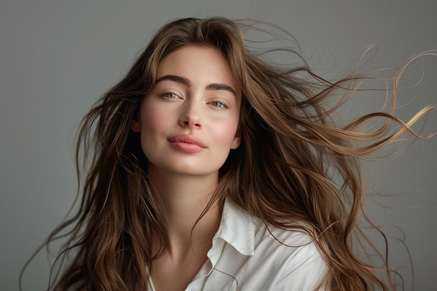 Mujer con el cabello largo y ondulado