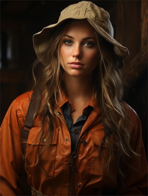 Una mujer de cabello largo con sombrero y sombrero.