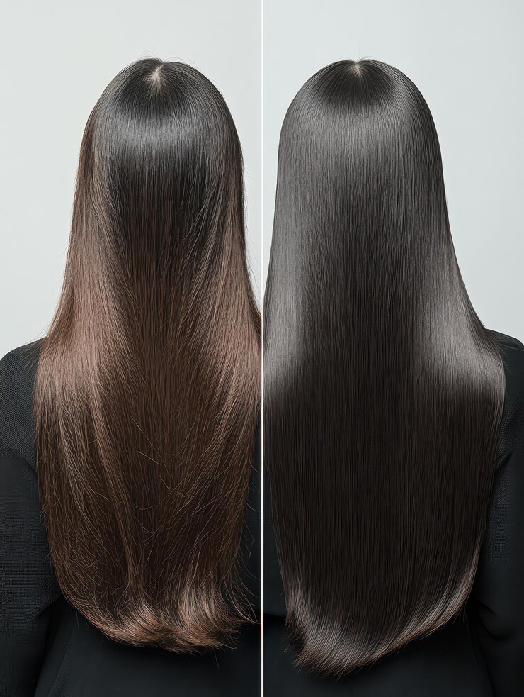 una mujer con cabello largo y una tapa negra que tiene cabello largo