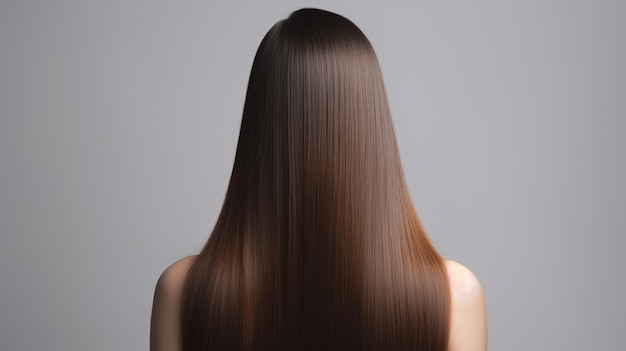 Mujer con cabello liso, liso, brillante y sedoso IA generativa