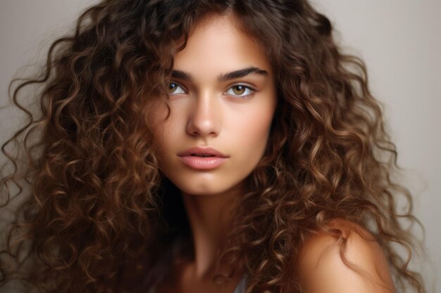 Foto mujer con cabello rizado seco y sediento