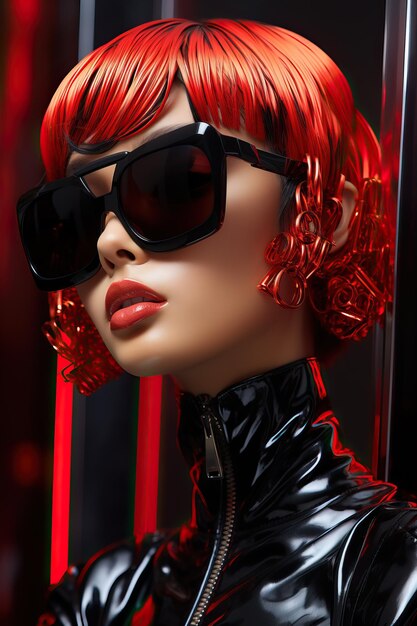 una mujer con cabello rojo y gafas de sol