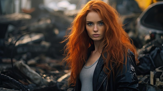 una mujer de cabello rojo