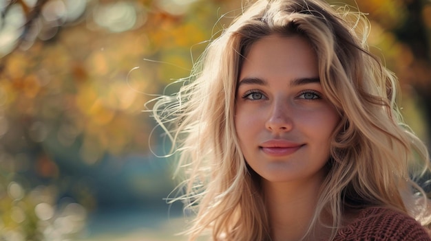 una mujer con cabello rubio y una sonrisa