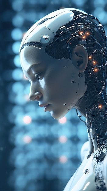 Una mujer con cabeza de robot Arte generativo con IA