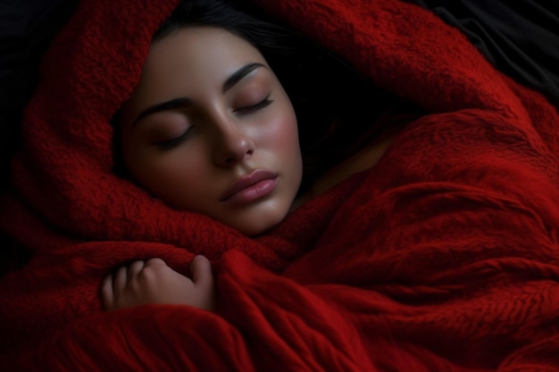 Mujer cálida manta dormir