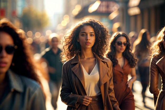 una mujer camina por la calle