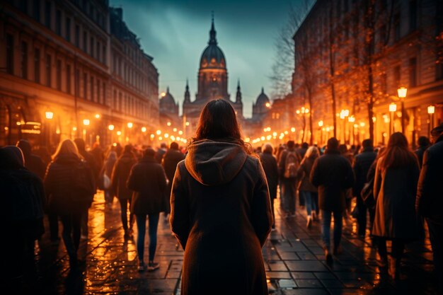 Mujer caminando por la ciudad