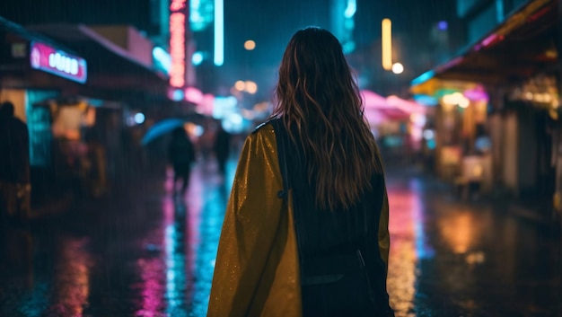 Mujer caminando bajo la lluvia