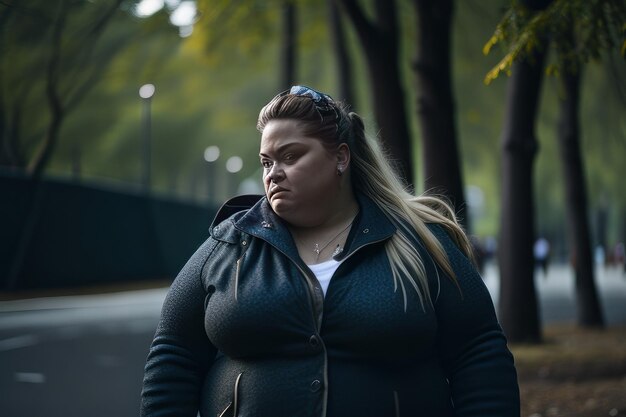 Mujer caminando en el parque IA generativa