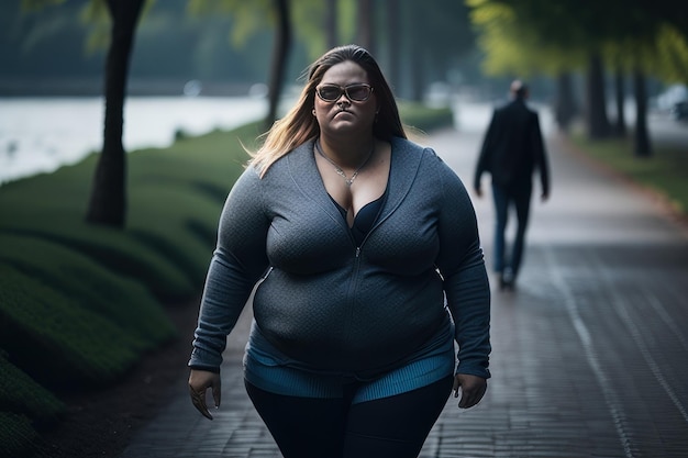 Mujer caminando en el parque IA generativa