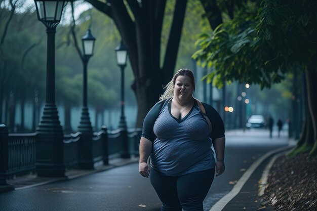 Mujer caminando en el parque IA generativa