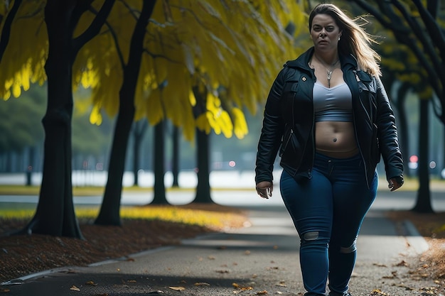 Mujer caminando en el parque IA generativa