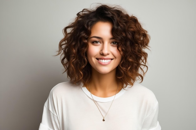 Mujer con camisa blanca y collar en IA generativa