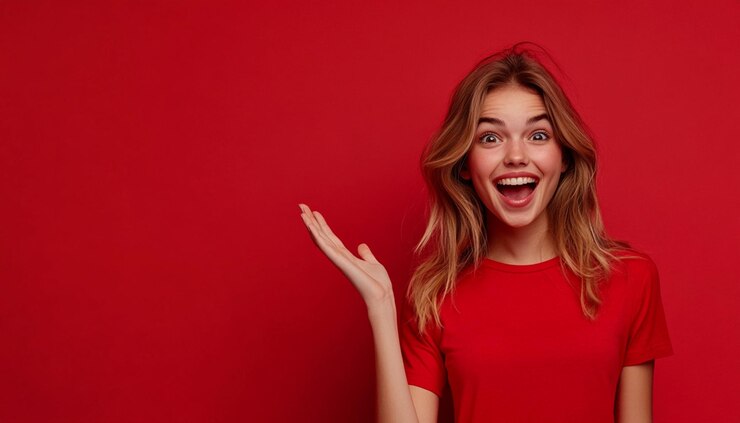 una mujer con una camisa roja que dice que es una buena amiga