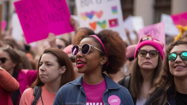 Una mujer con una camisa rosa con las palabras iv en ella