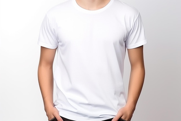 Mujer con camiseta blanca Mockup creado con IA generativa