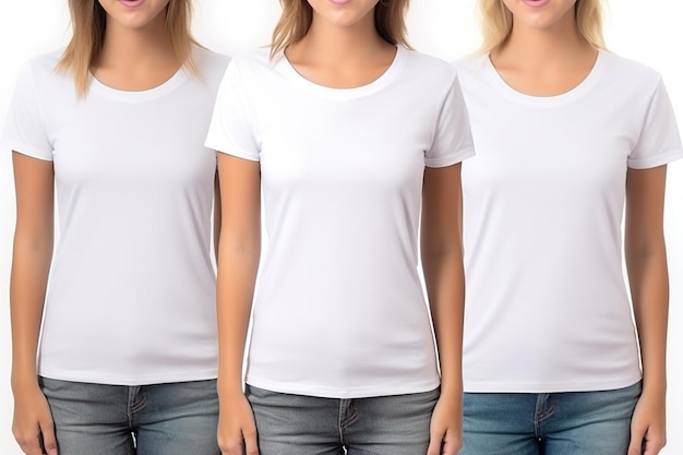 Mujer con camiseta blanca Mockup creado con IA generativa