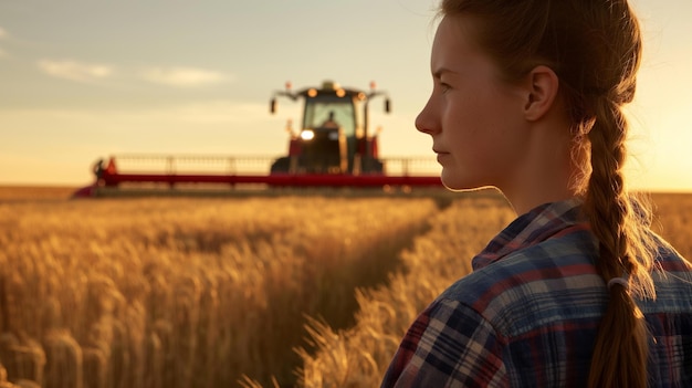 Mujer campesina en el campo Papel tapiz