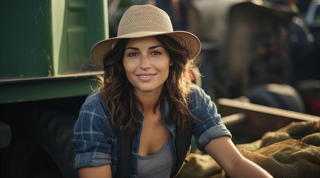 Foto mujer campesina cultiva papas i