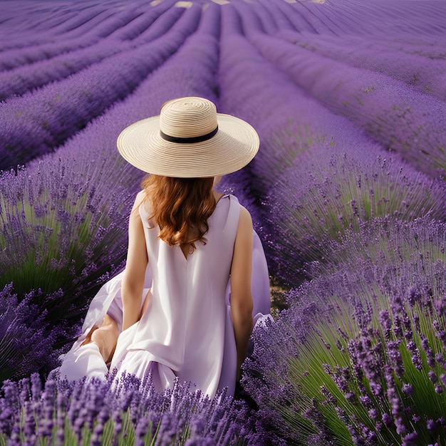 Mujer en el campo de lavanda