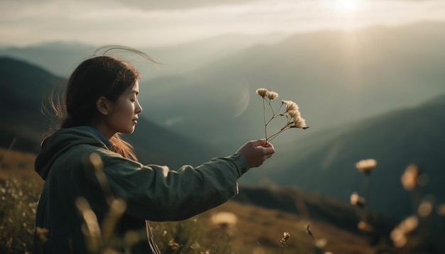 mujer en un campo de trigo mujer en un campo