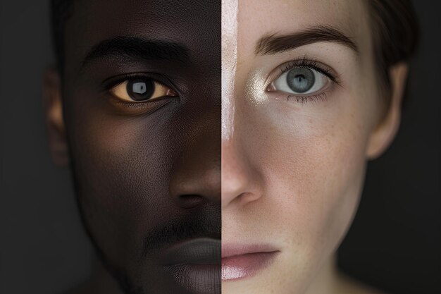 Foto una mujer con una cara marrón y blanca