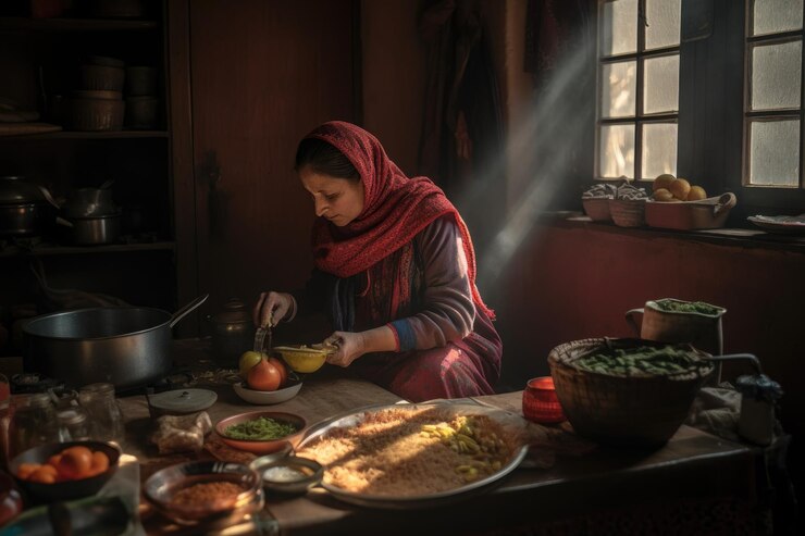Una mujer en casa preparando una comida creada con IA generativa